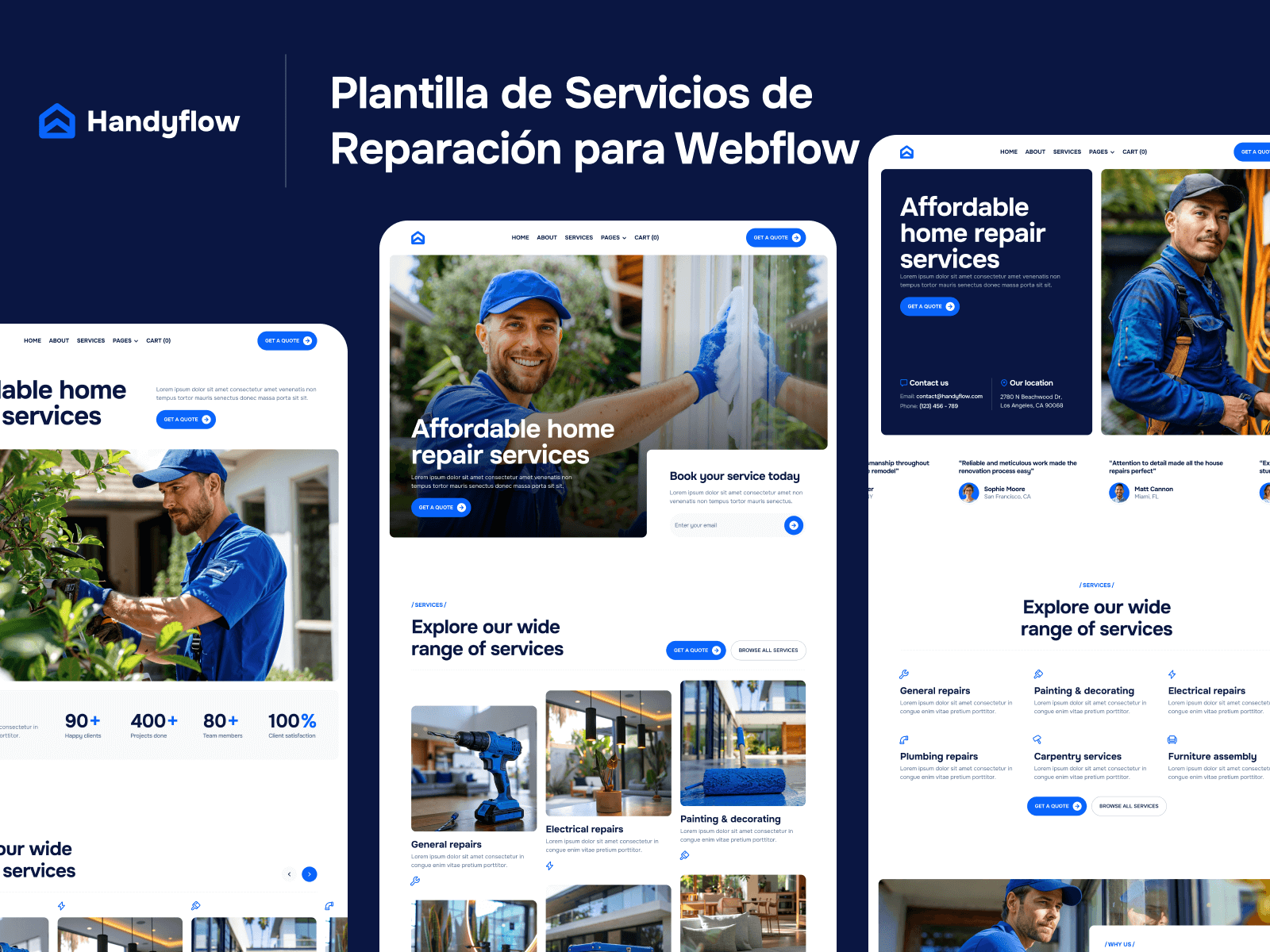 Plantilla de Servicios de Reparación para Webflow