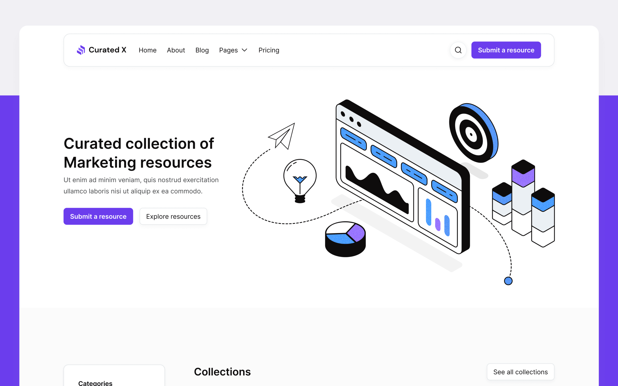 Plantilla de Sitio de Curación para Webflow