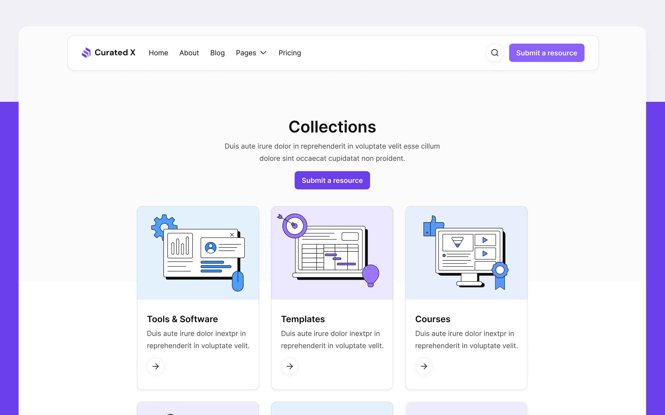 Curated X Template para Webflow
