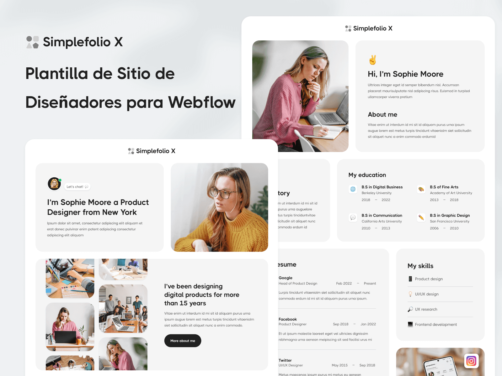Plantilla de Sitio de Diseñadores para Webflow