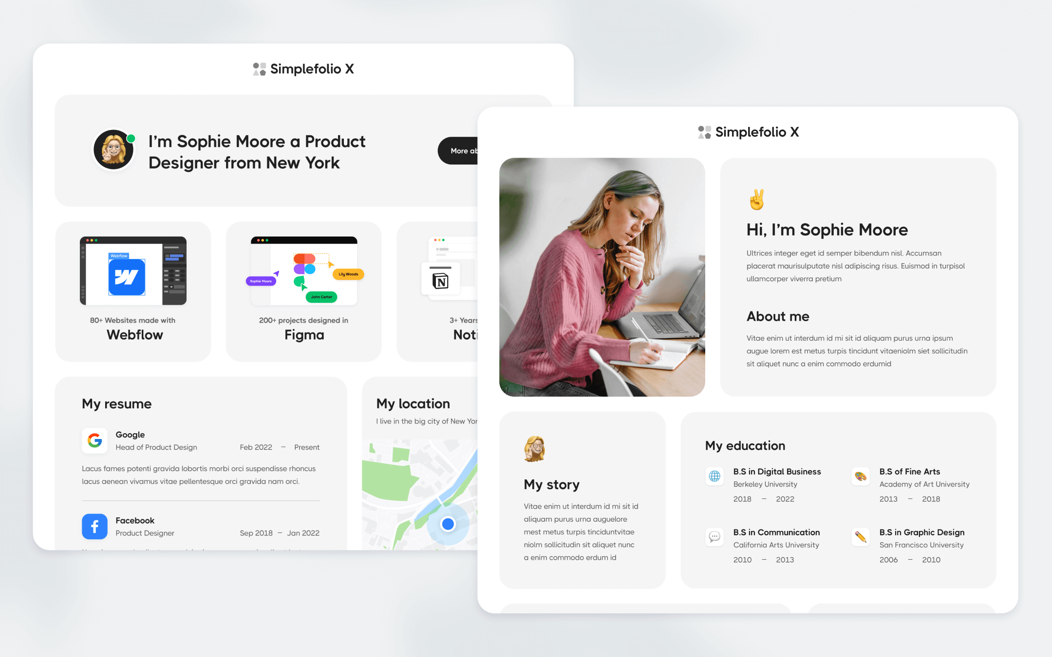 Simplefolio X Template para Webflow