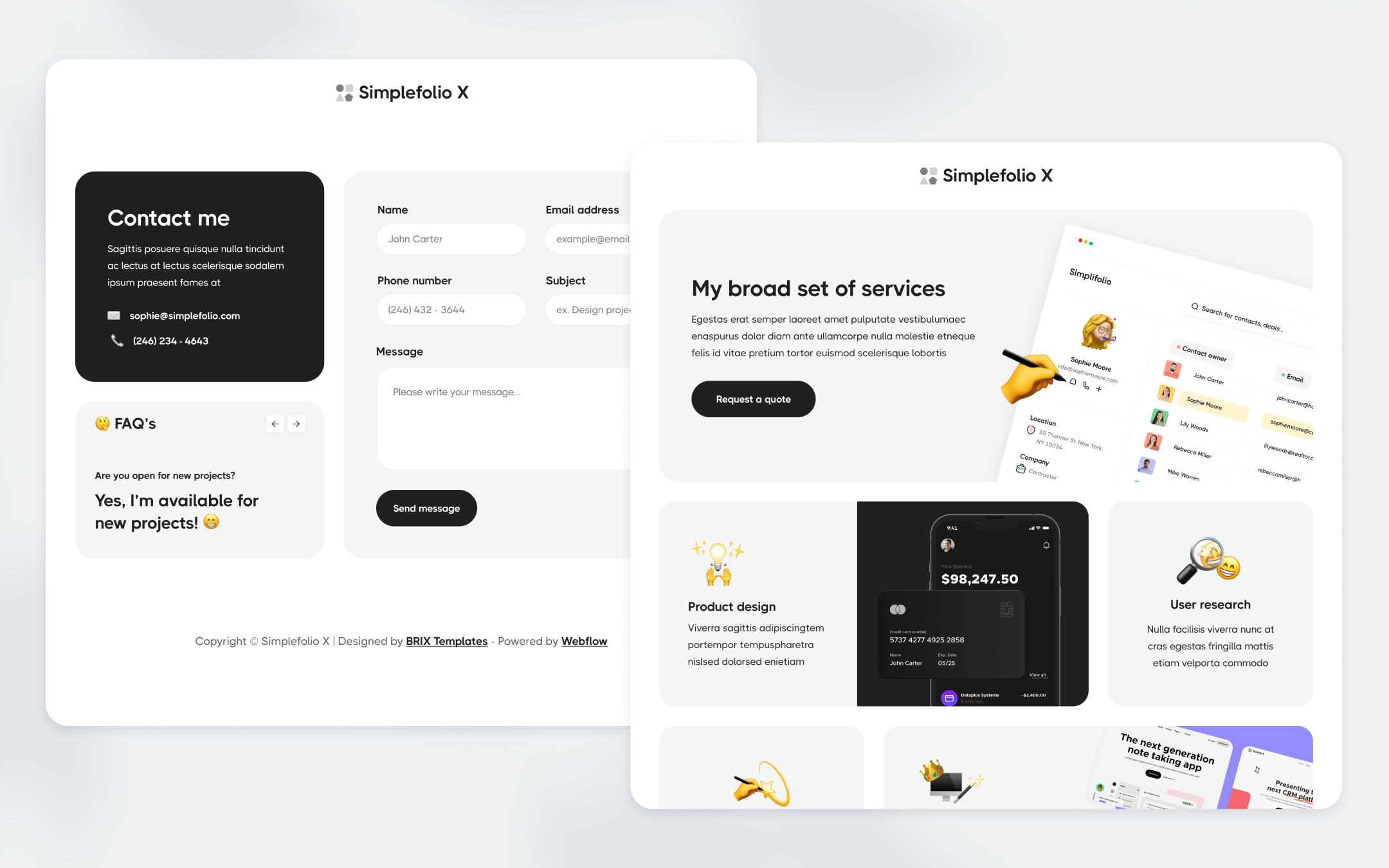 Simplefolio X Template para Webflow