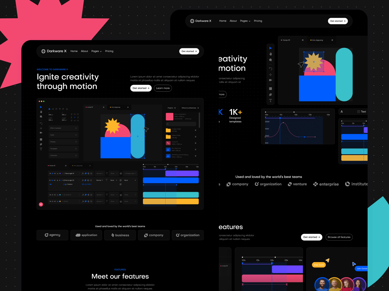 Template de Aplicación Modo Oscuro para Webflow