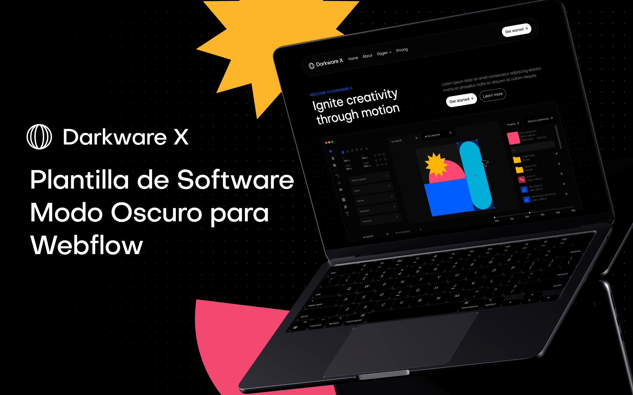 Plantilla de Software Modo Oscuro para Webflow