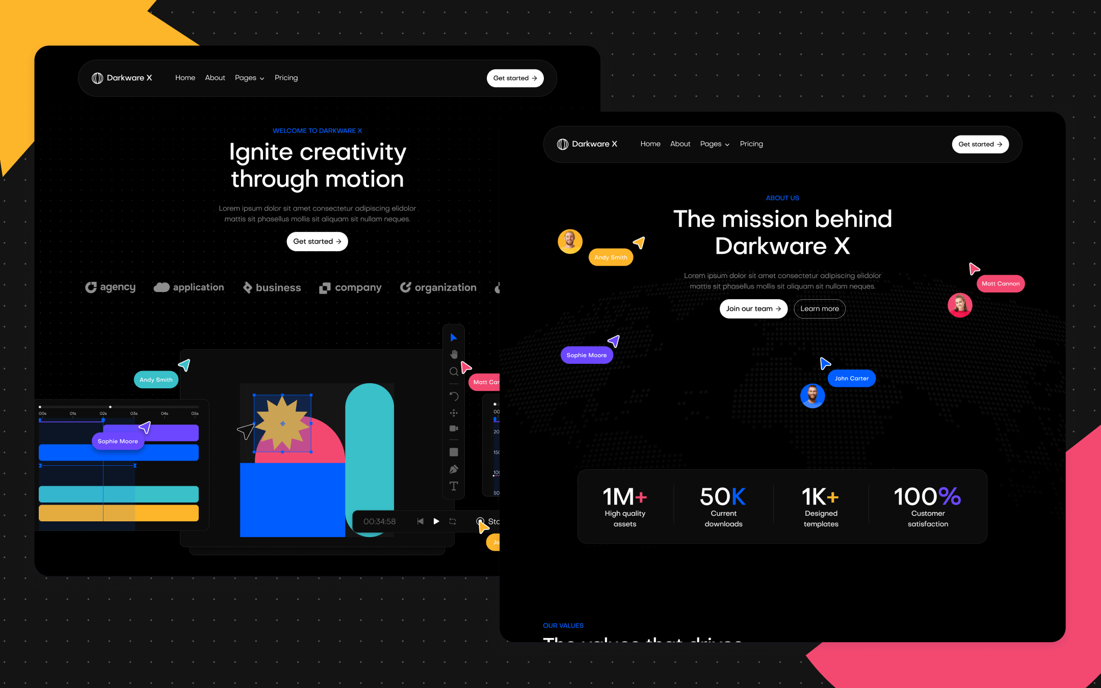 Darkware X Template para Webflow