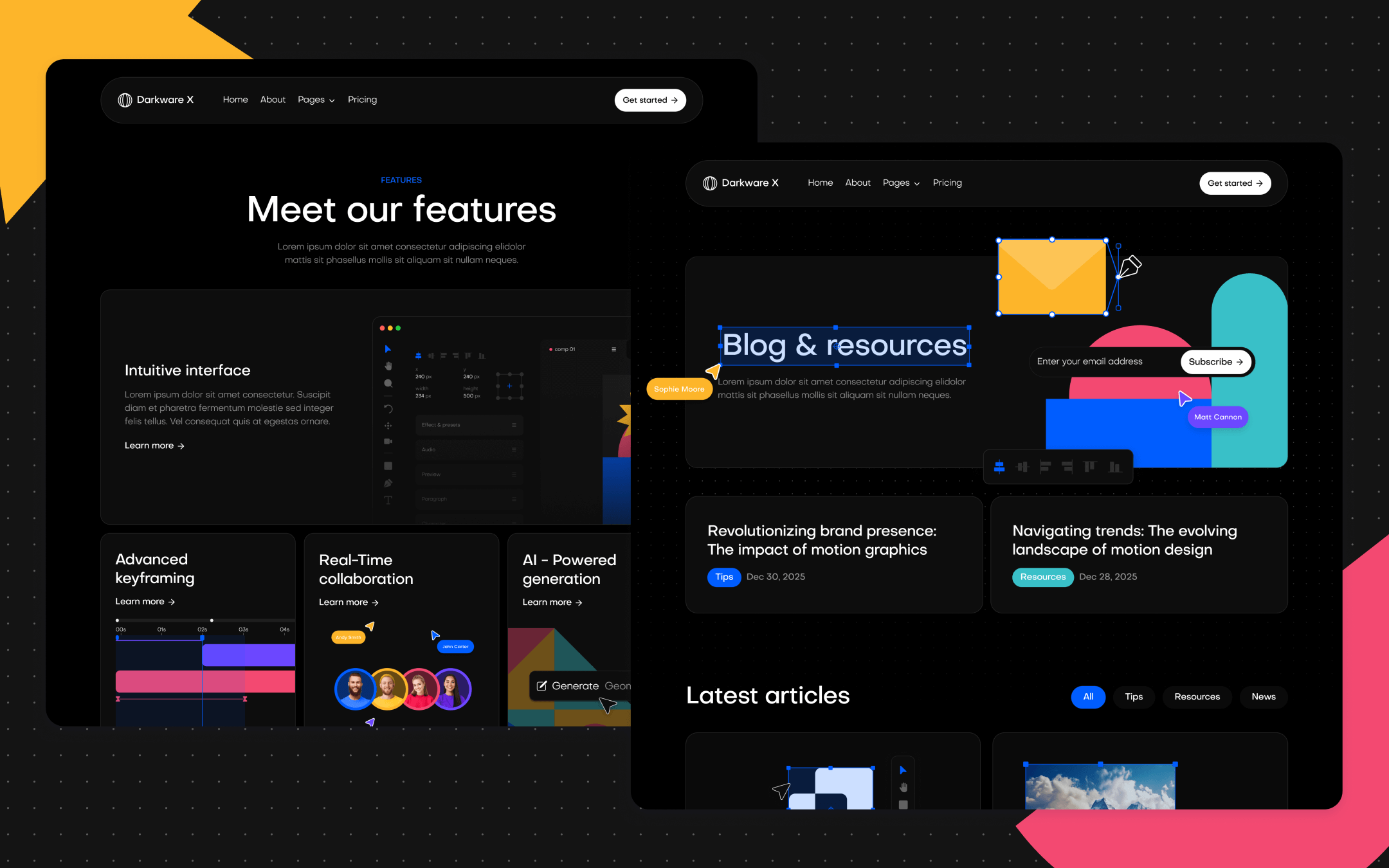 Darkware X Template para Webflow