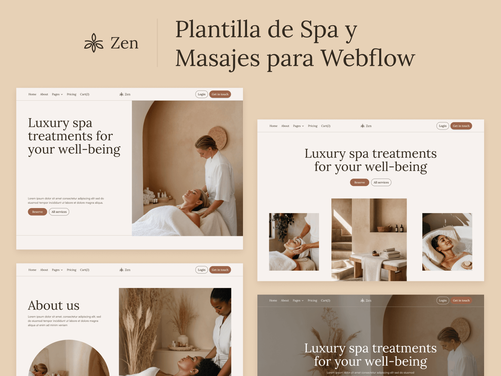 Plantilla de Spa y Masajes para Webflow