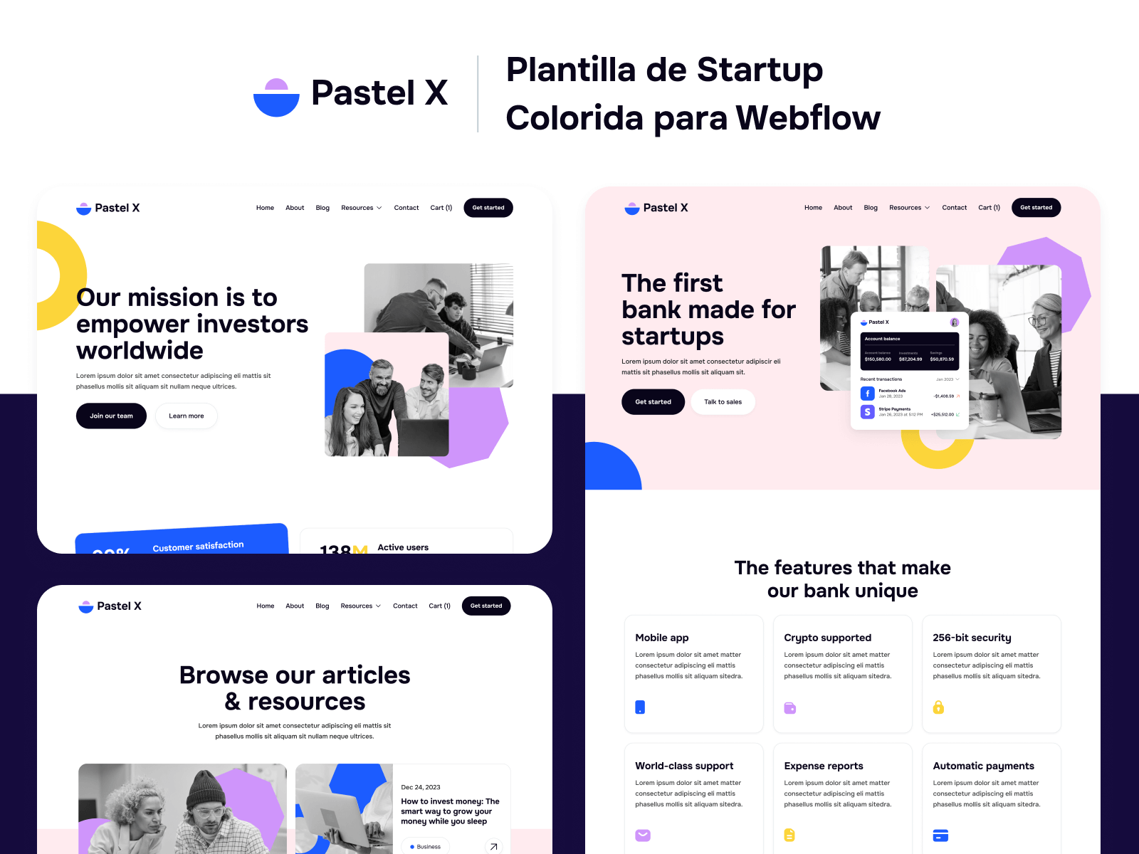 Plantilla de Startup Colorida para Webflow
