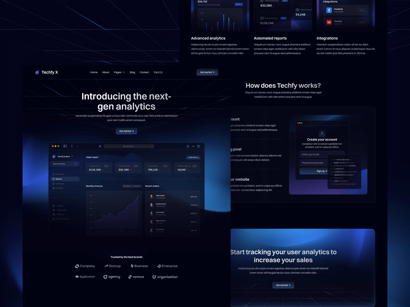 Plantilla de Startup Modo Oscuro para Webflow