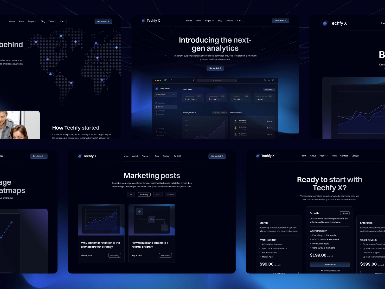 Plantilla de Tecnología Modo Oscuro para Sitio Web en Webflow