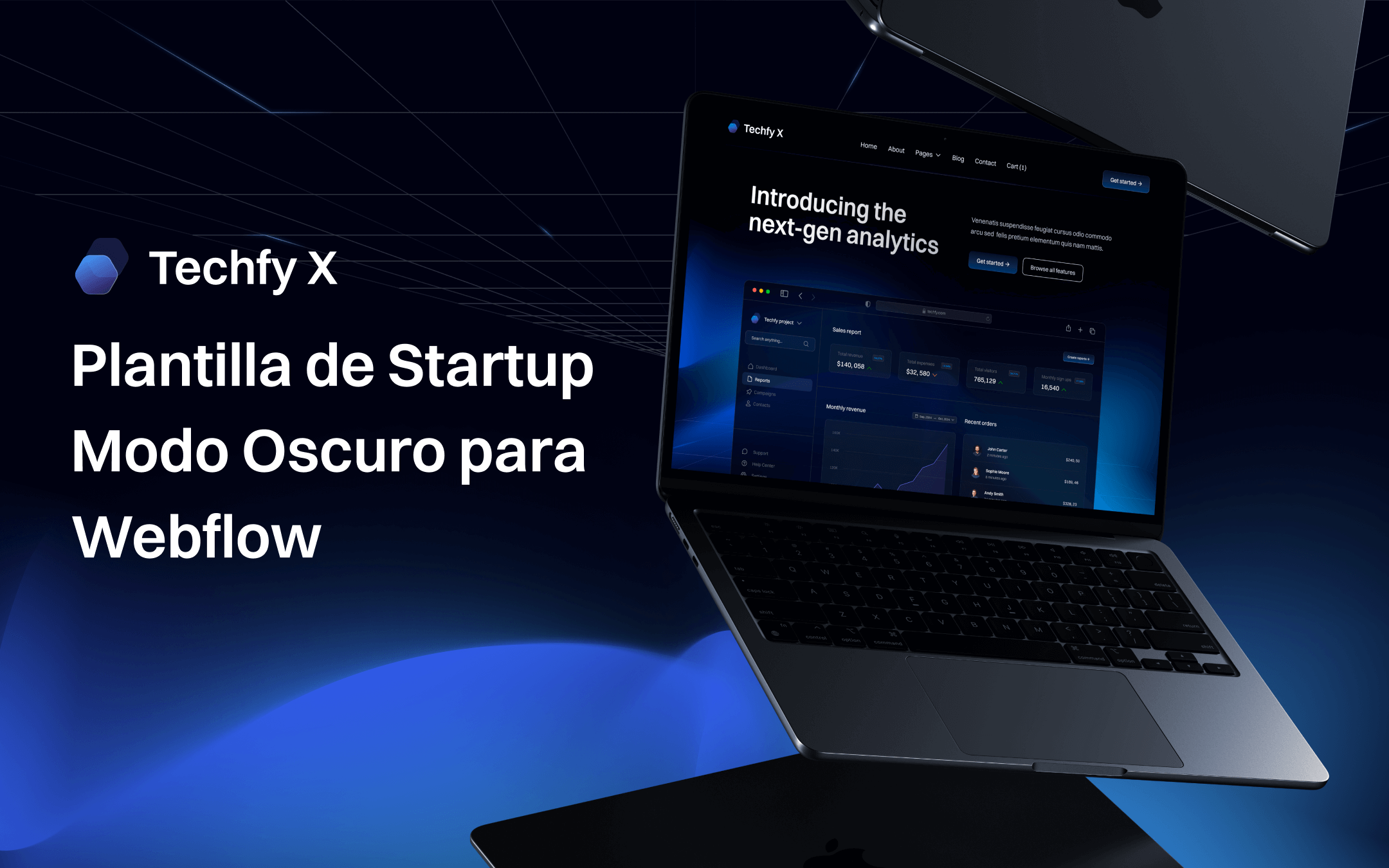 Plantilla de Startup Modo Oscuro para Webflow