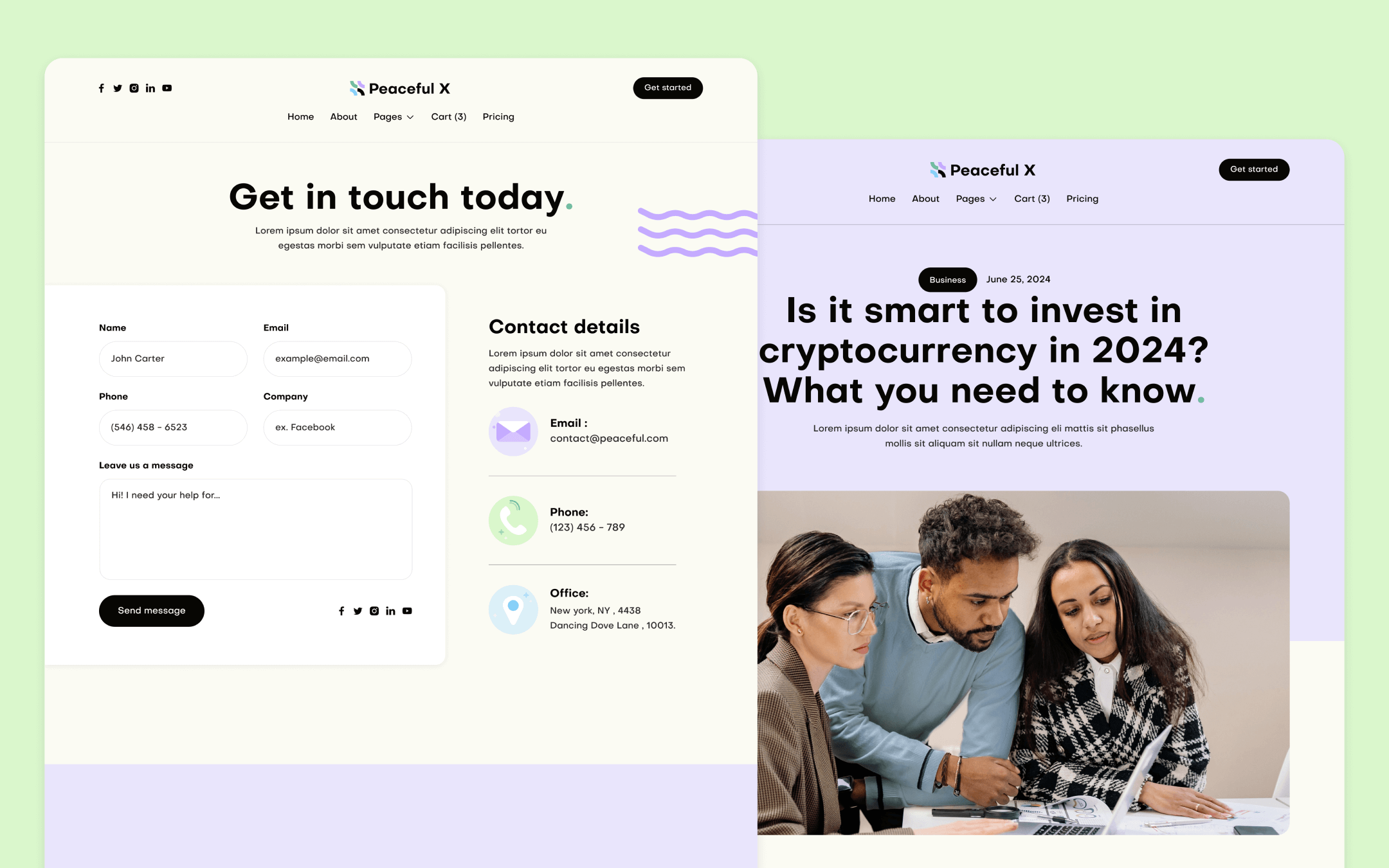 Peaceful X Template para Webflow