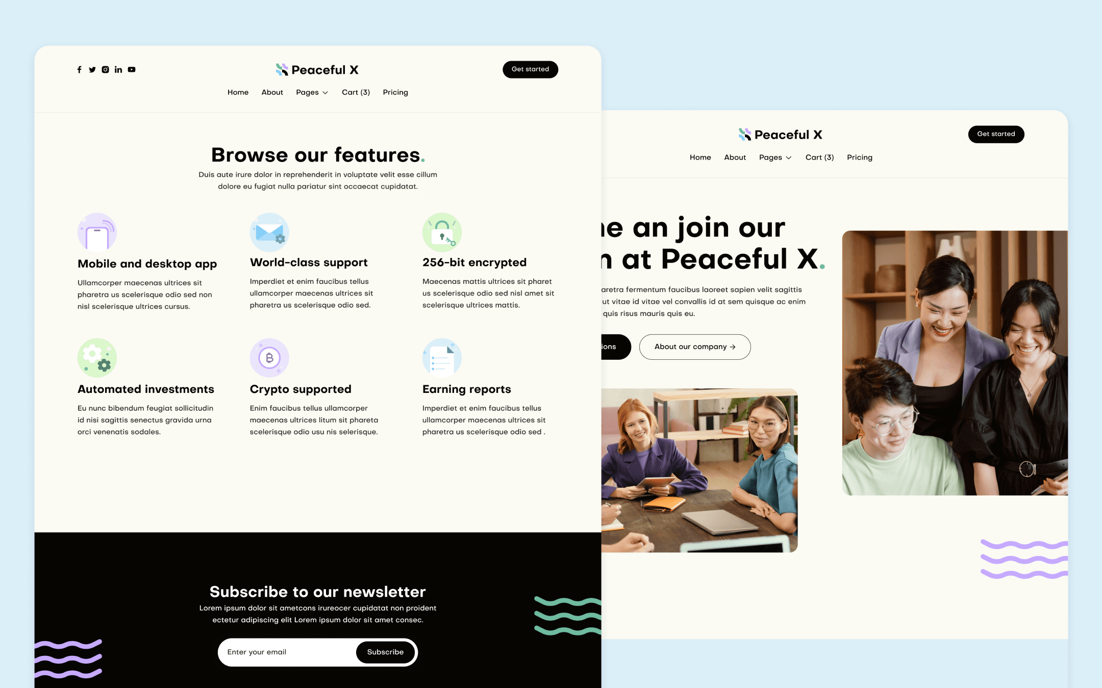Peaceful X Template para Webflow