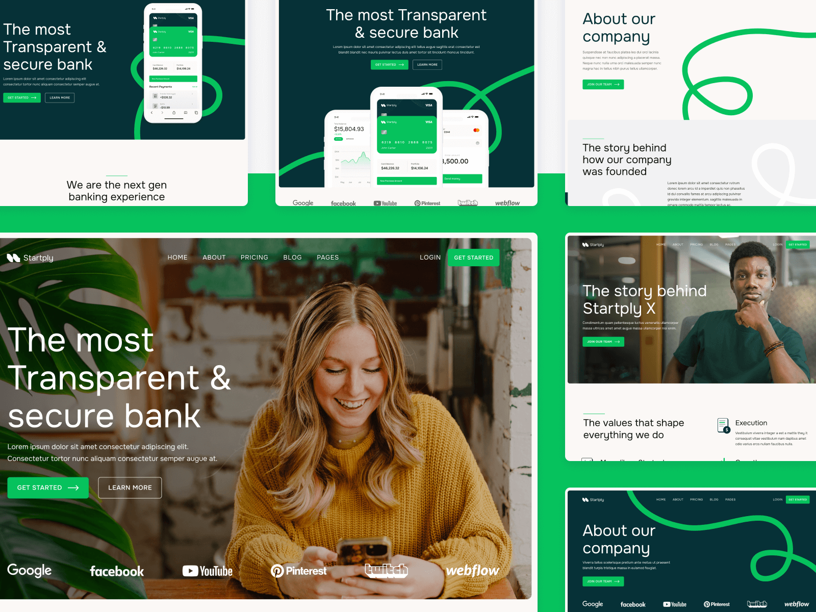 Plantilla para Webflow de Startup Verde