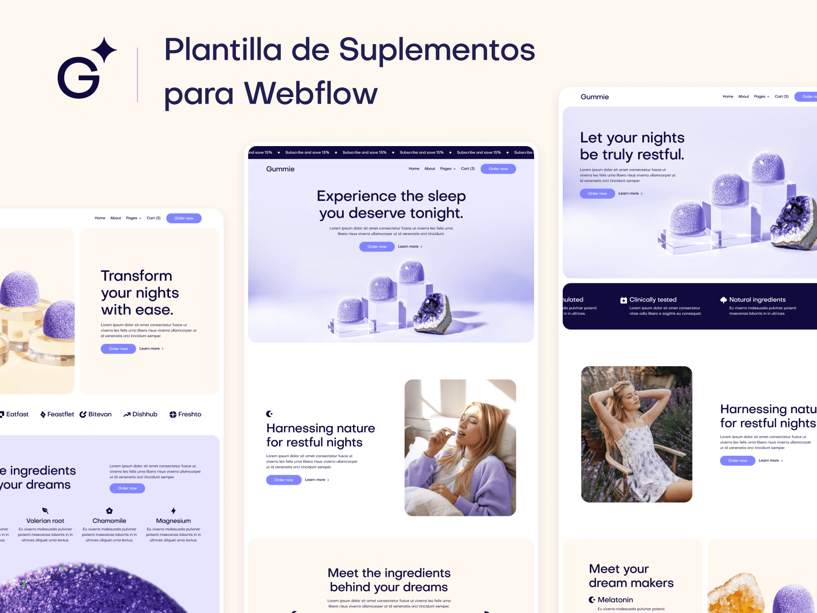Plantilla de Suplementos para Webflow