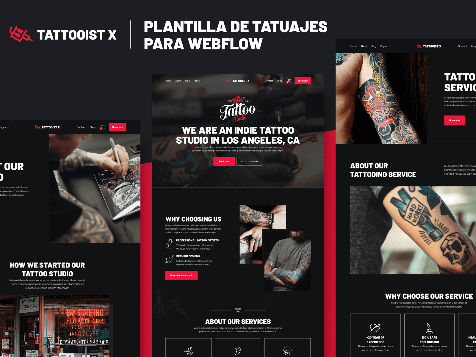 Plantilla de Tatuajes para Webflow