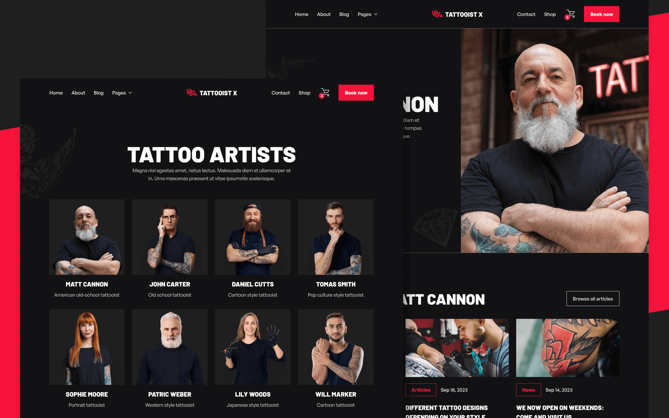 Tattooist X Template para Webflow