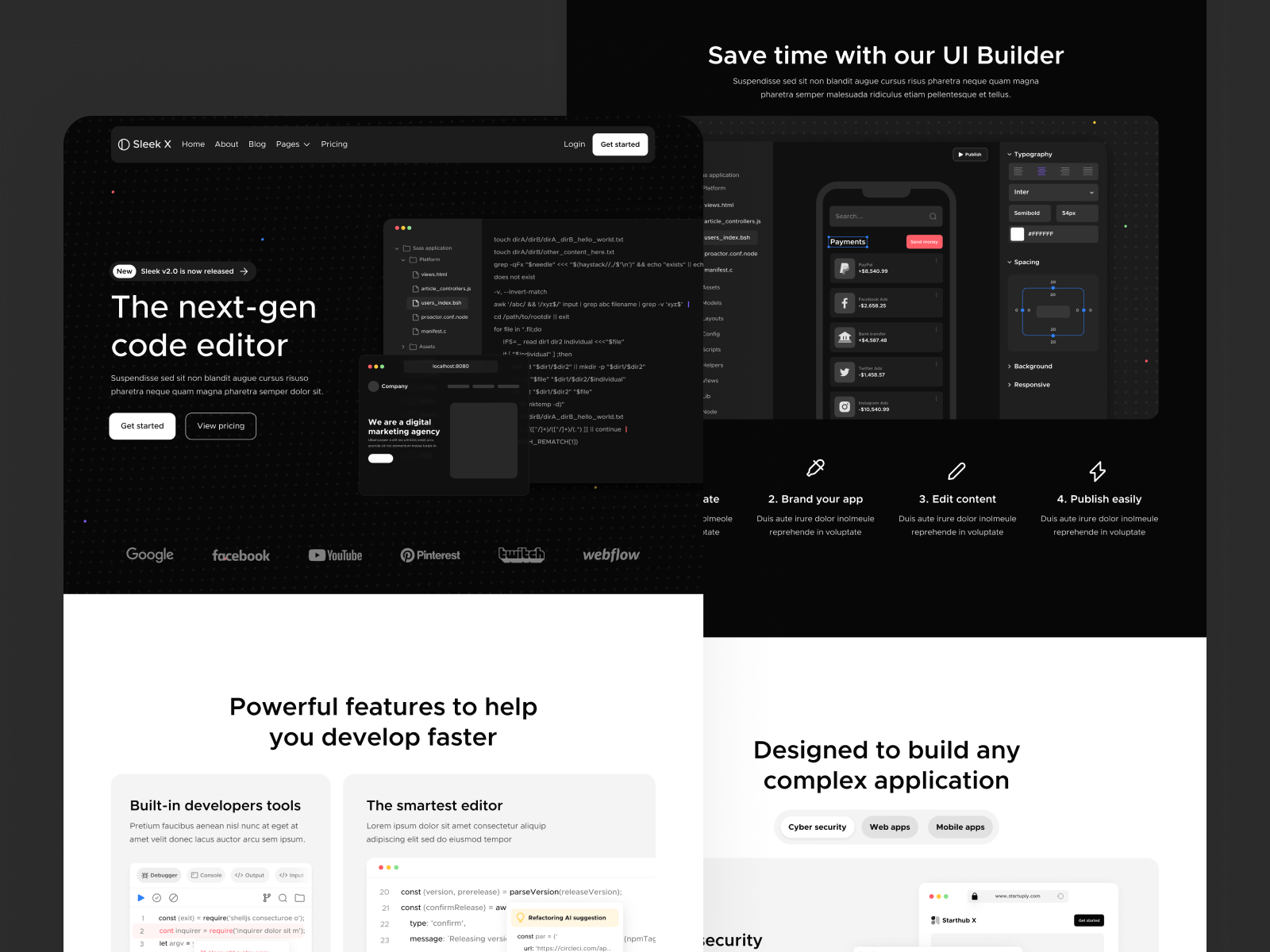 Plantilla de Tech Modo Oscuro para Webflow