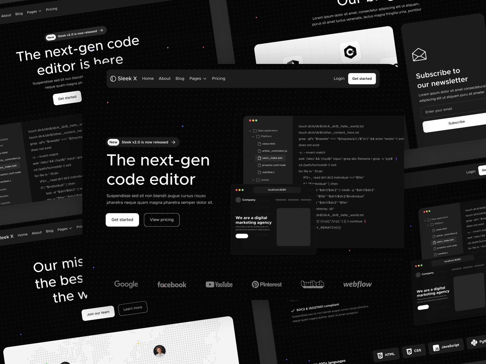 lantilla de Software como Servicio Modo Noche para Webflow