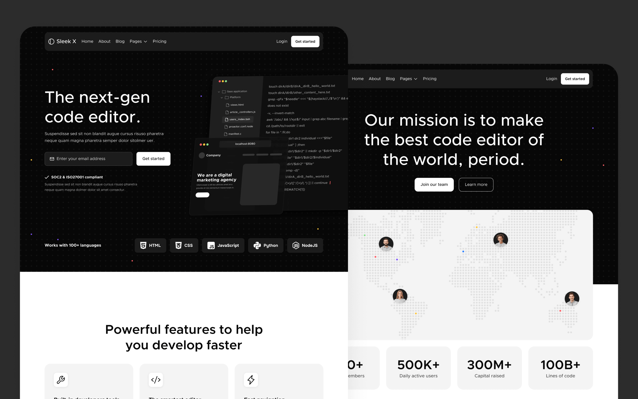 Sleek X Template para Webflow