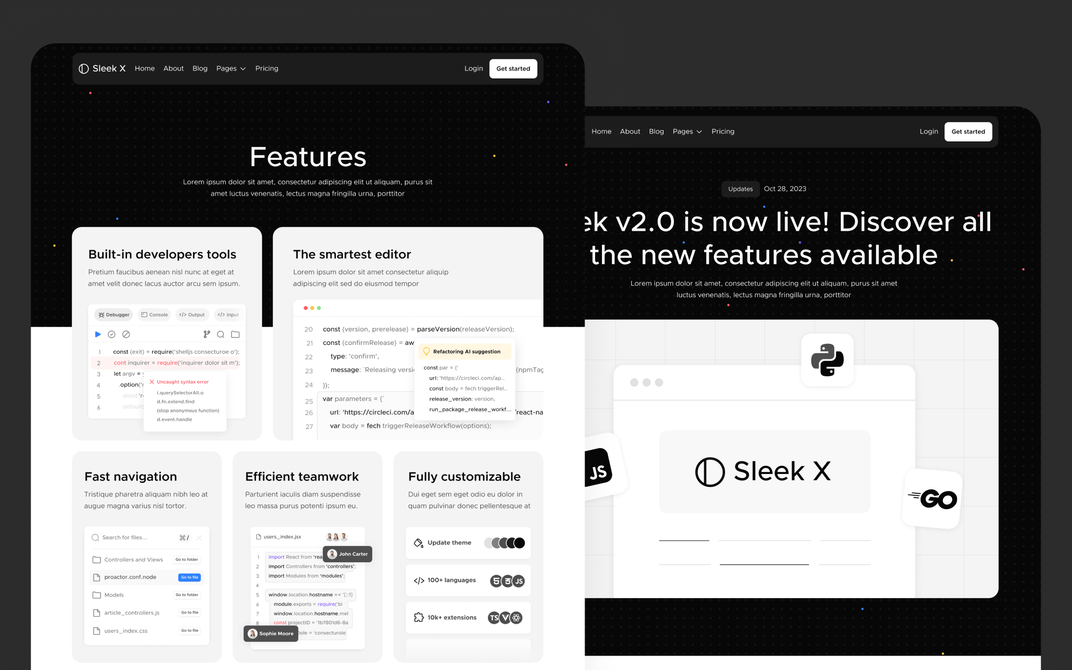 Sleek X Template para Webflow