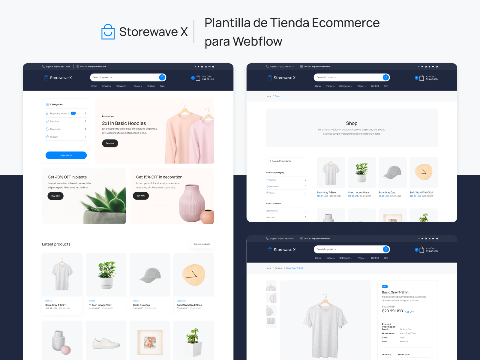 Plantilla de Tienda eCommerce para Webflow
