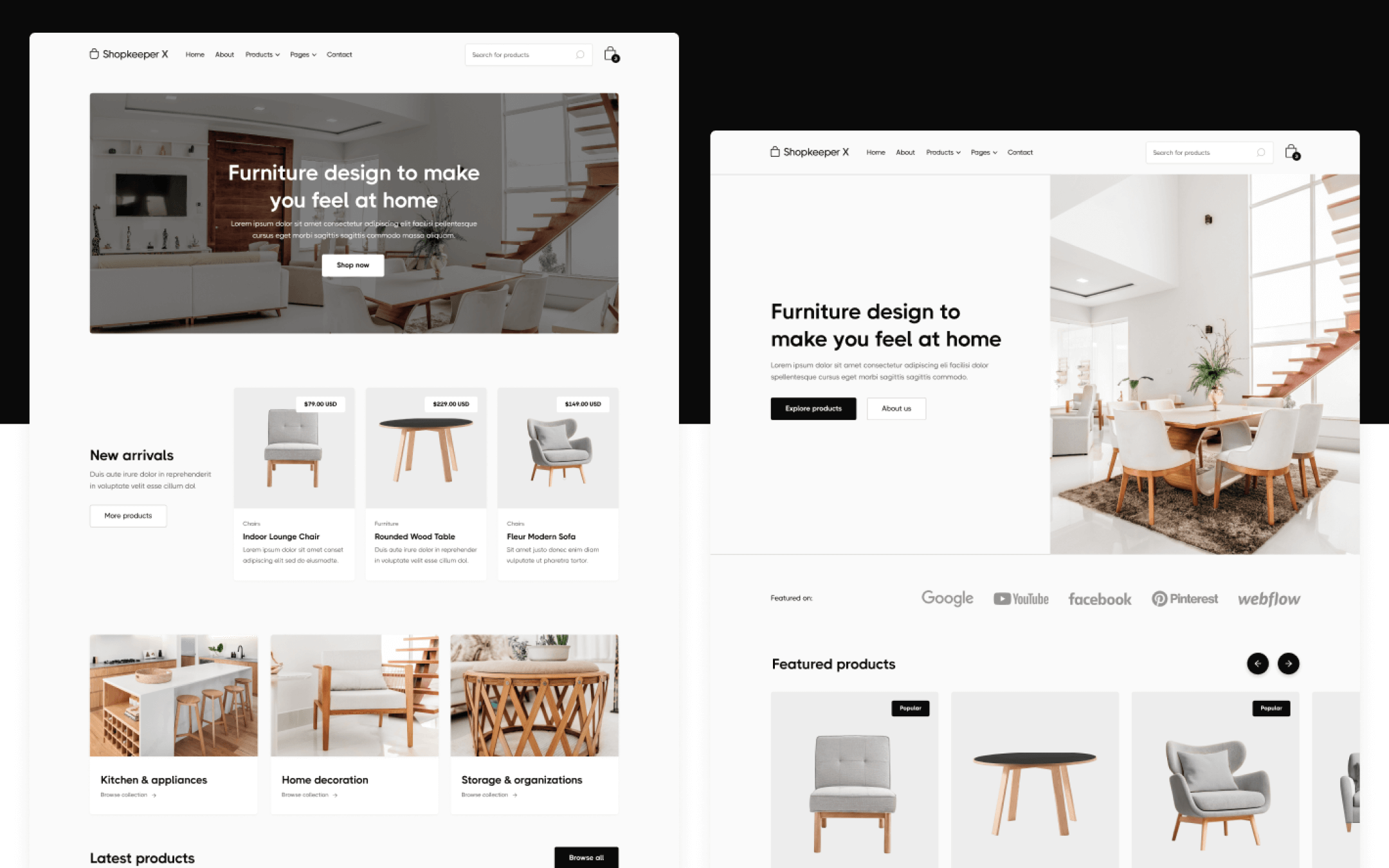 Shopkeeper X Template para Webflow