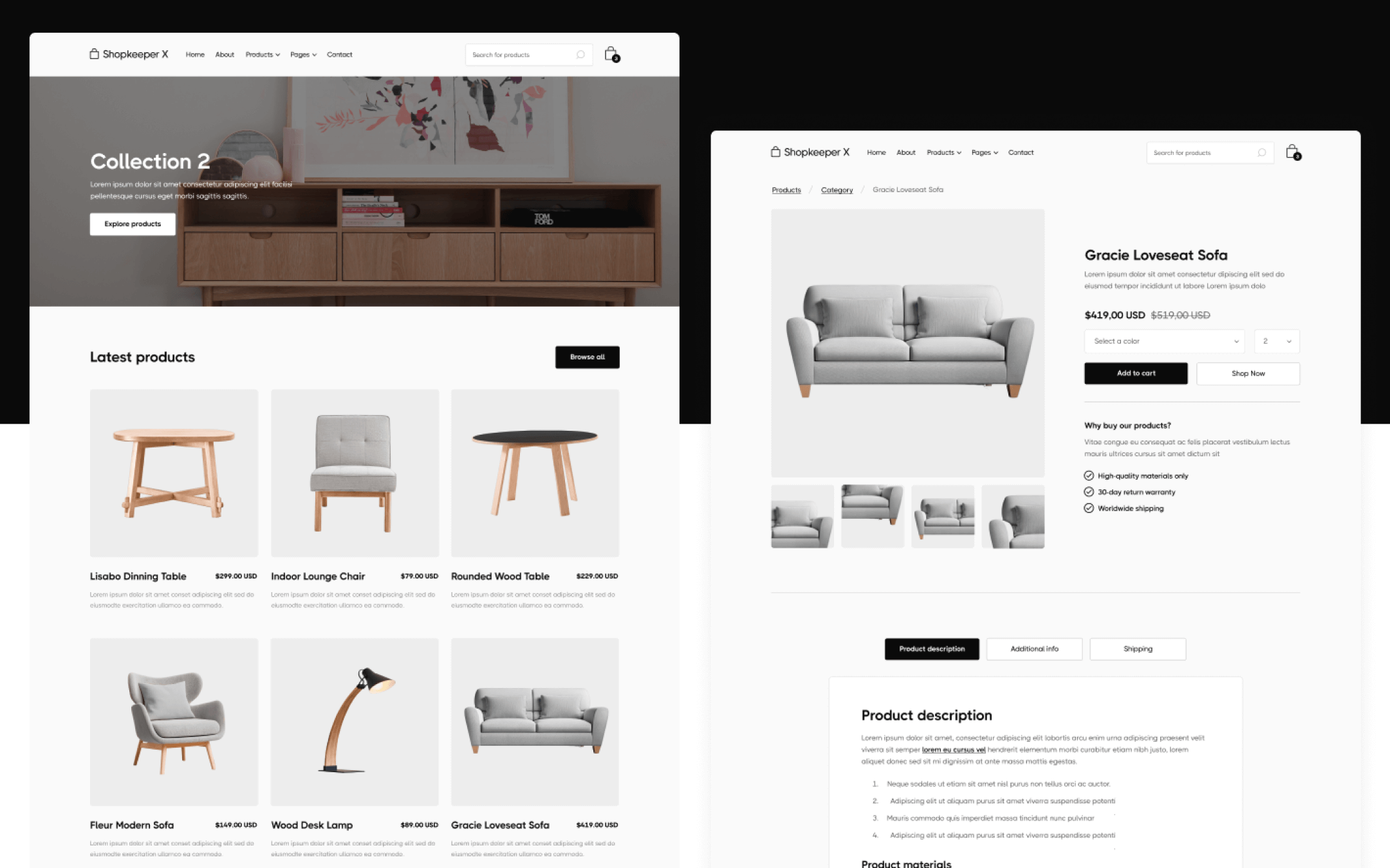 Shopkeeper X Template para Webflow