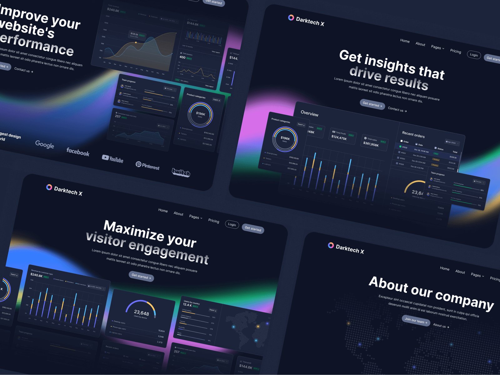 Plantilla para Webflow de UI Kit Modo Oscuro