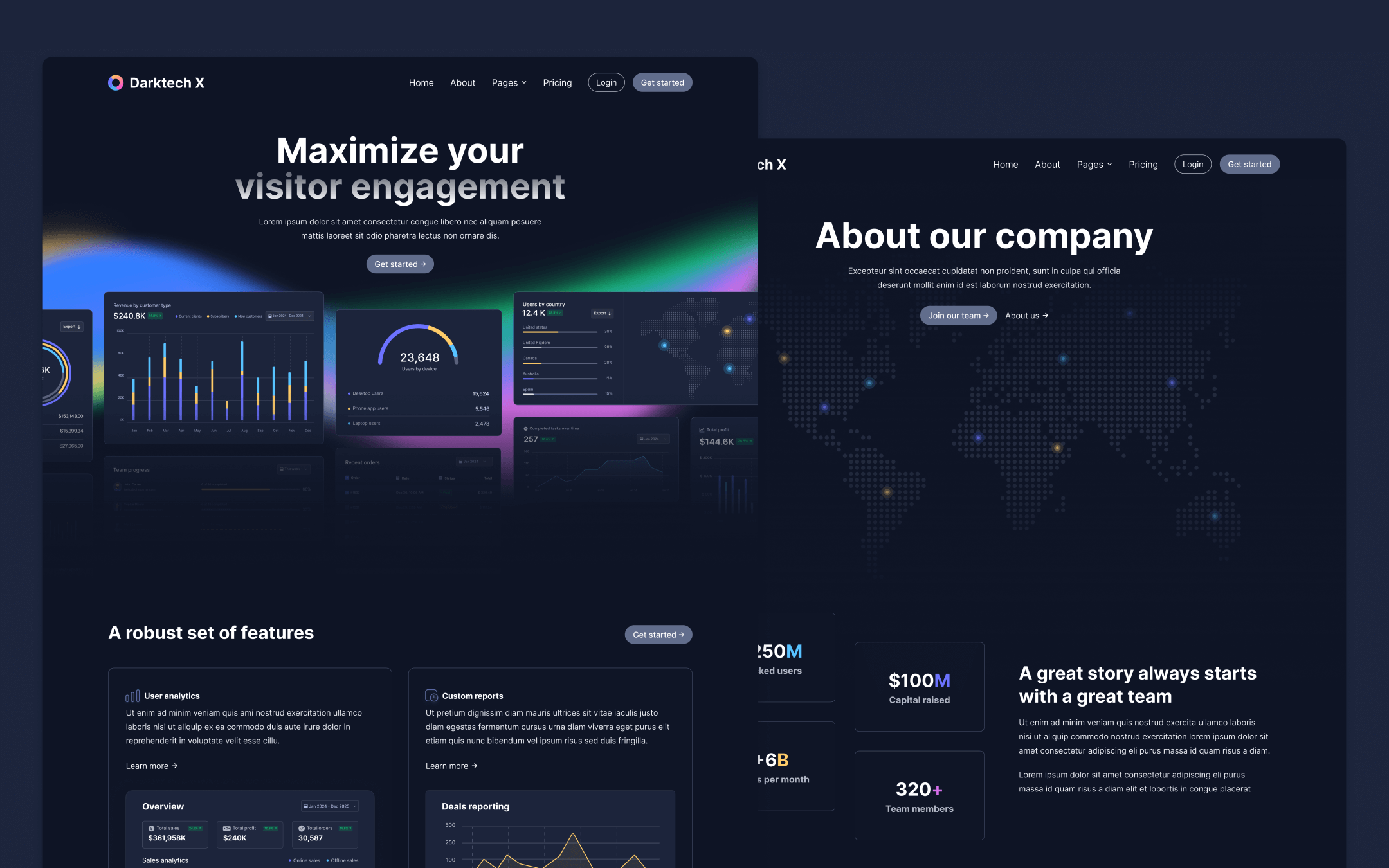 Darktech X Template para Webflow