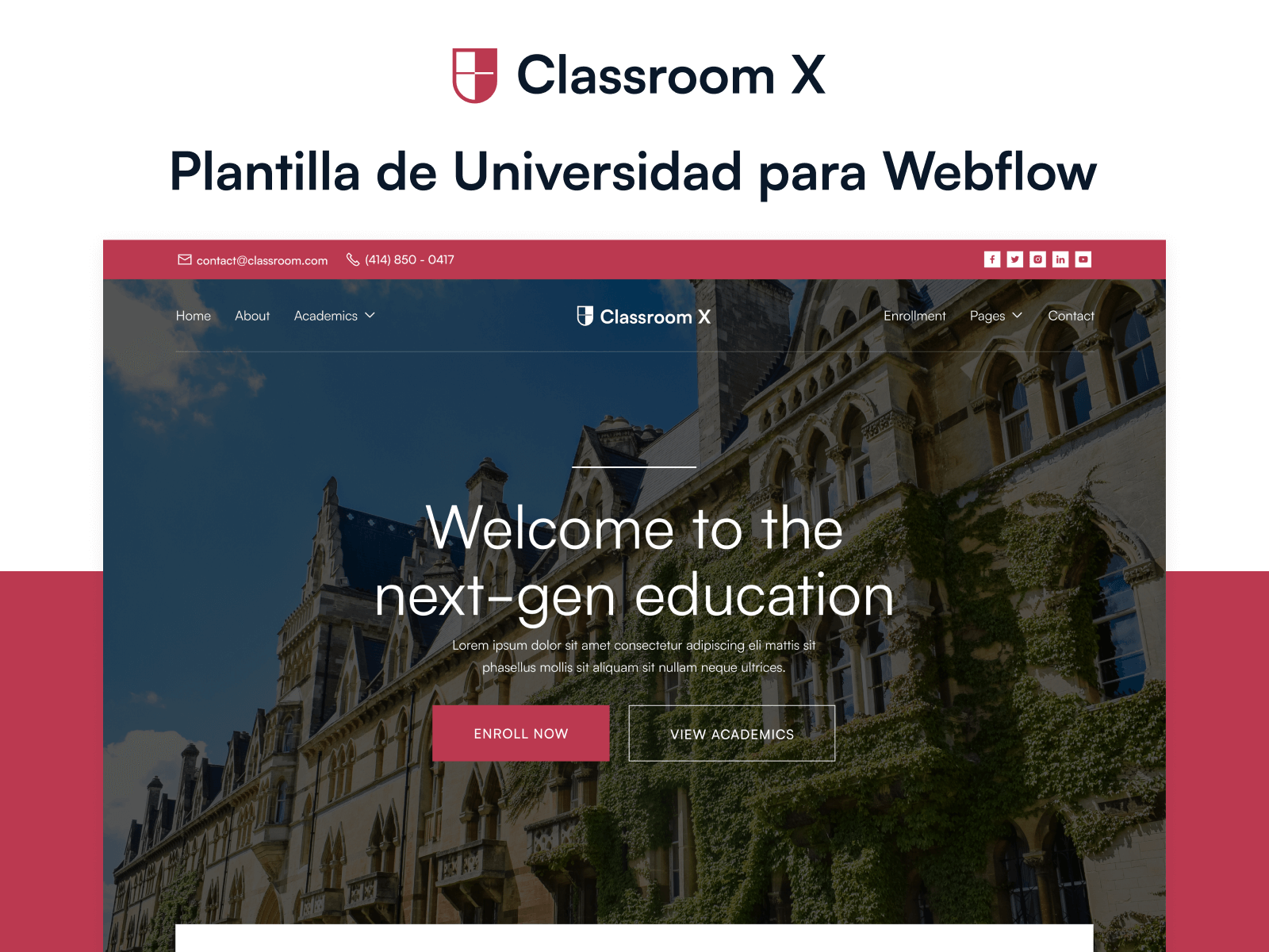 Plantilla de Universidad para Webflow