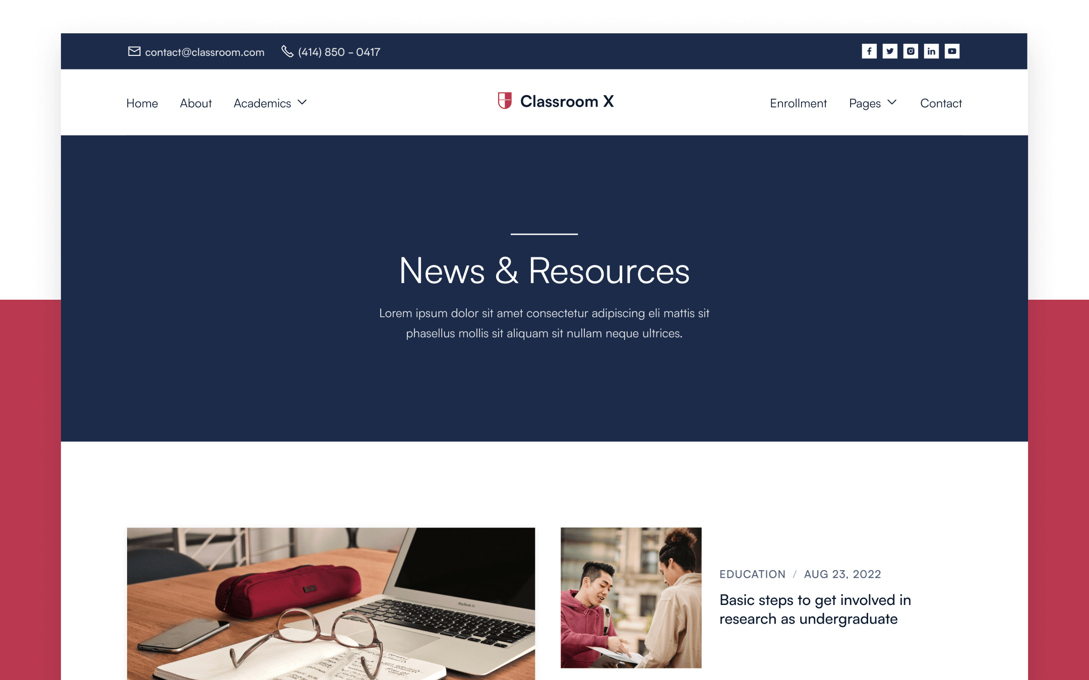 Classrooom X Template para Webflow