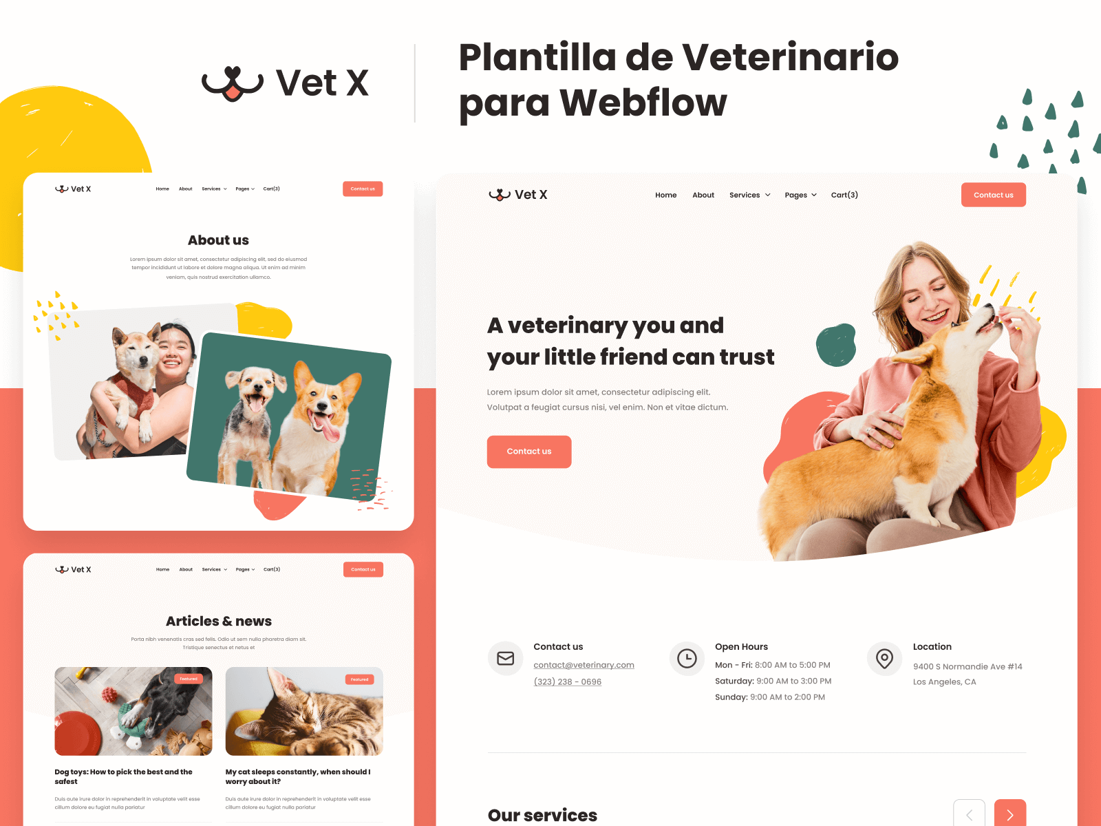 Plantilla de Veterinario para Webflow