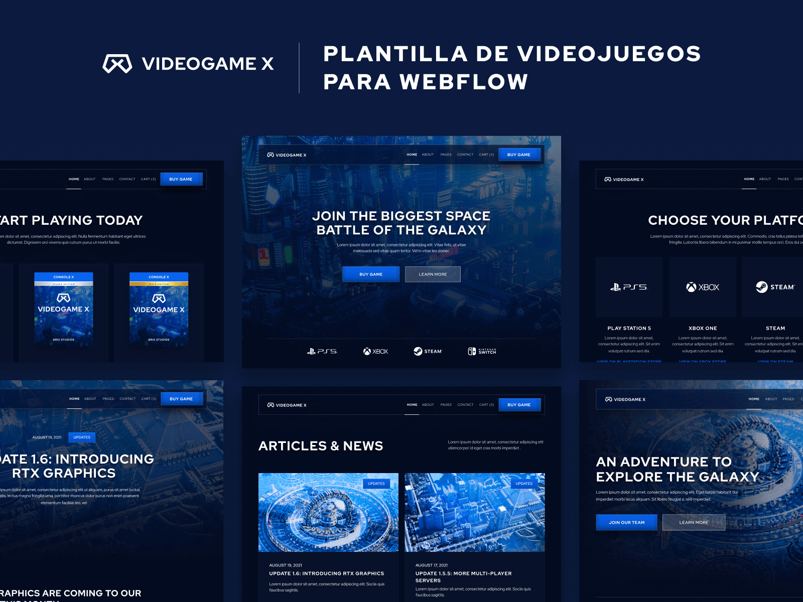 Plantilla de Videojuegos para Webflow