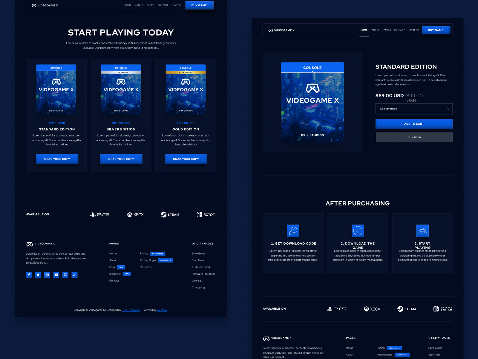 Plantilla de Juegos de Video para Webflow
