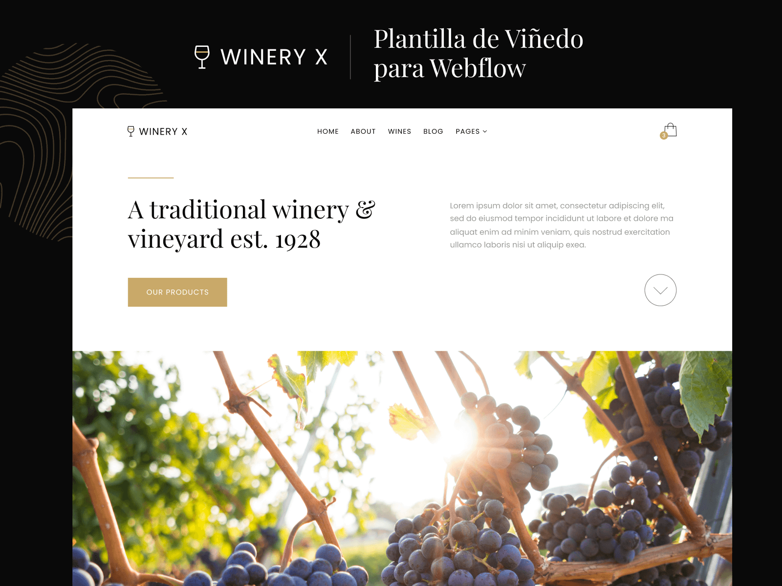 Plantilla de Viñedo para Webflow