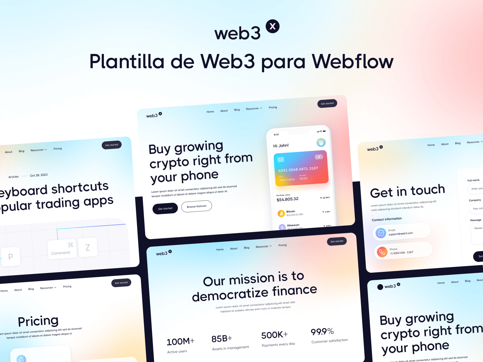 Plantilla de Web3 para Webflow