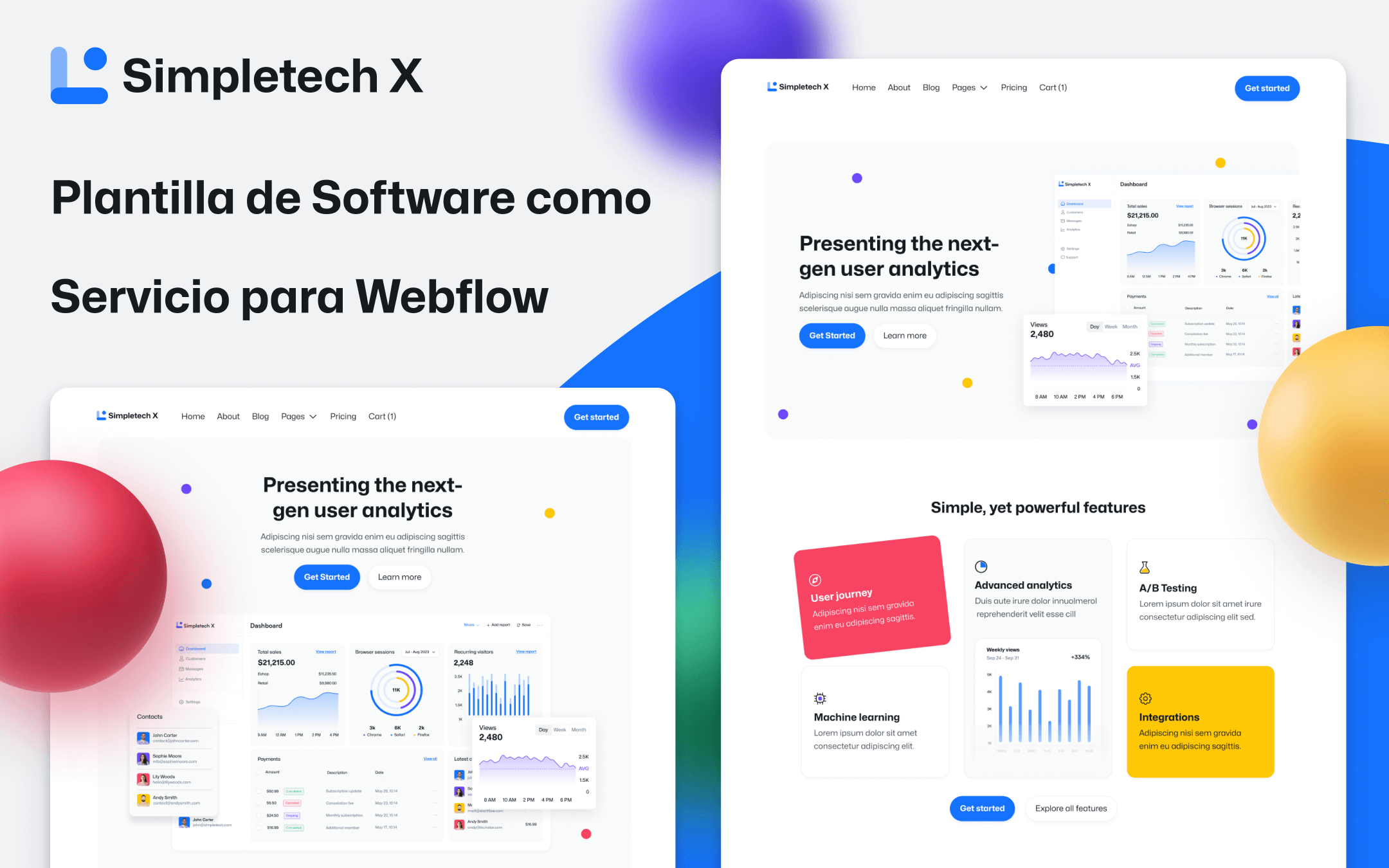 Plantilla de Software como Servicio para Webflow