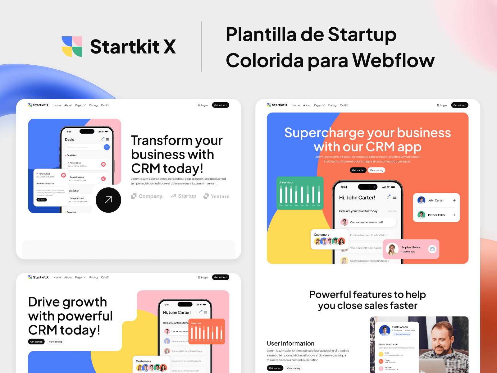 Plantilla de Startup Colorida para Webflow